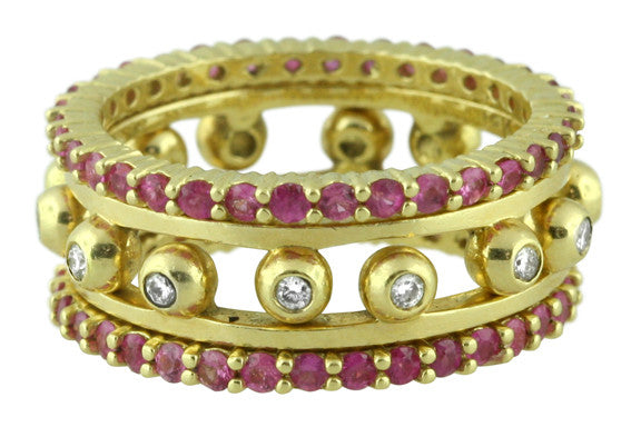 Stacking Rings-Eternity-Pink Sapphire-18K