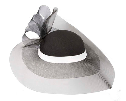 Black & white large brim custom made ladies hat