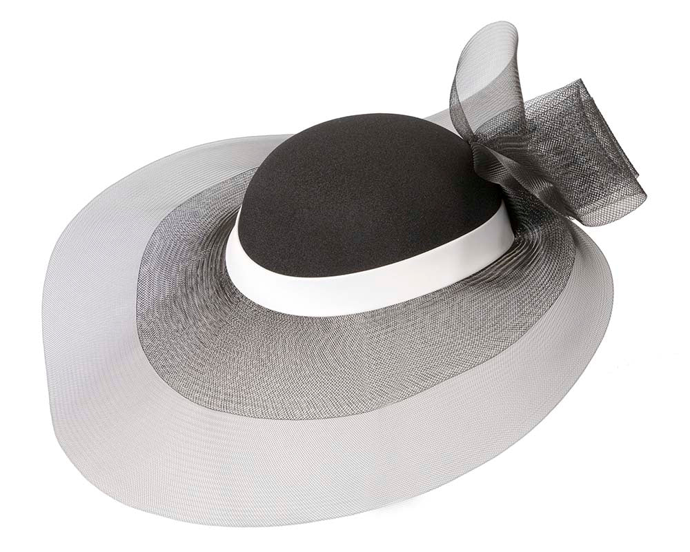 Black & white large brim custom made ladies hat