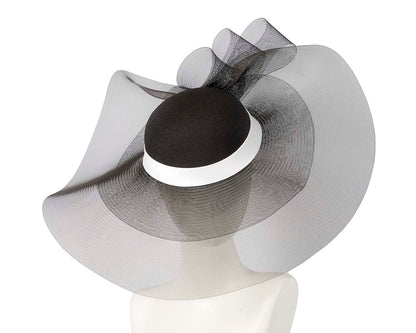 Black & white large brim custom made ladies hat