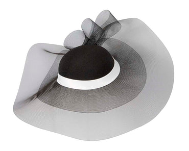 Black & white large brim custom made ladies hat