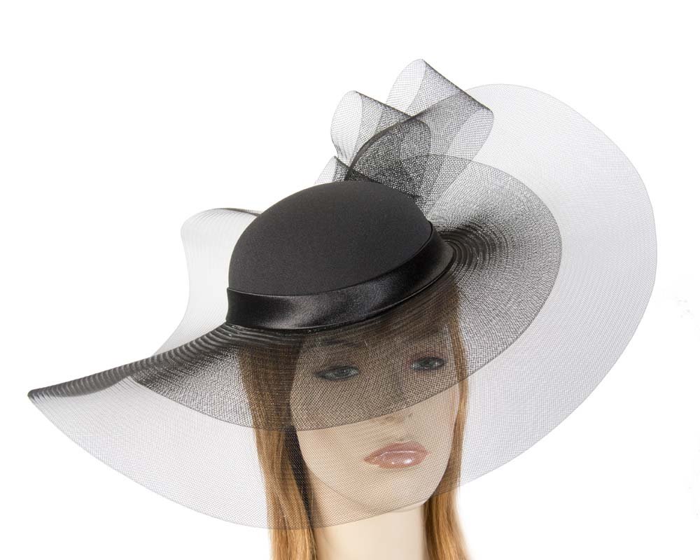 Black large brim custom made ladies hat