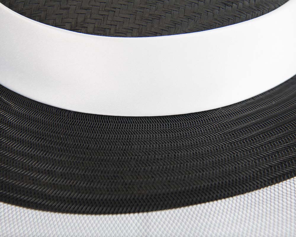 Bespoke black & white wide brim boater hat