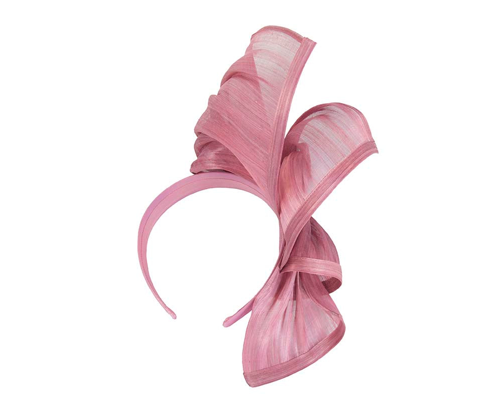 Bespoke dusty pink silk abaca racing fascinator by Fillies Collection