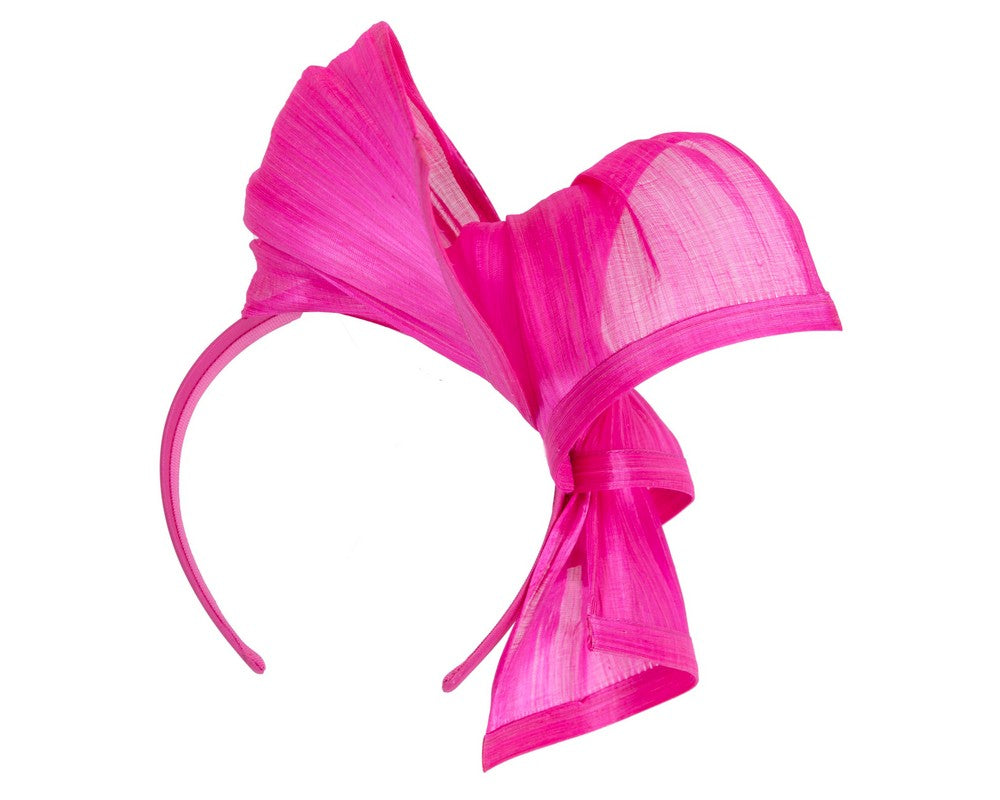 Bespoke hot pink silk abaca racing fascinator by Fillies Collection