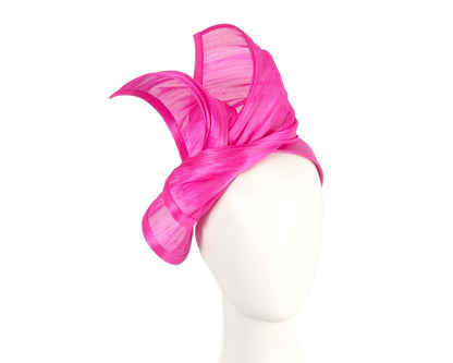 Bespoke hot pink silk abaca racing fascinator by Fillies Collection