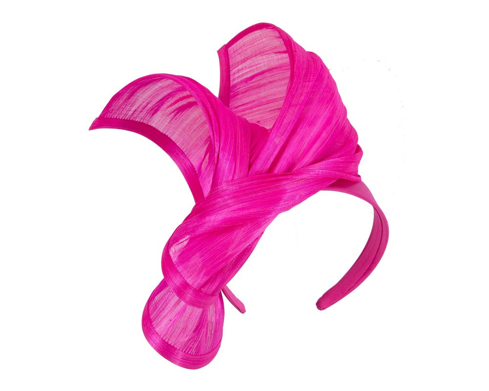 Bespoke hot pink silk abaca racing fascinator by Fillies Collection