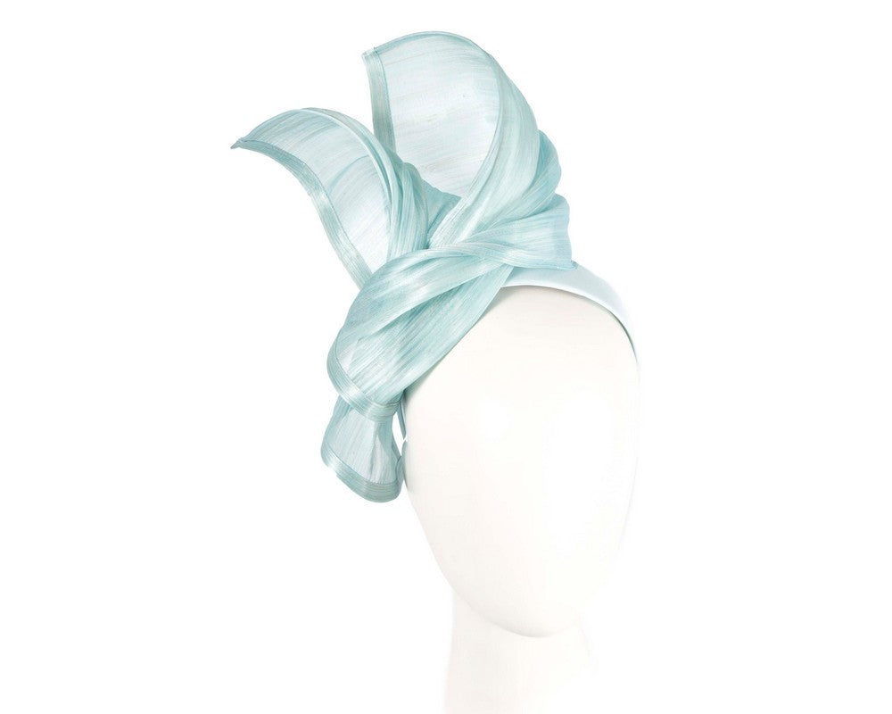 Bespoke light blue silk abaca racing fascinator by Fillies Collection