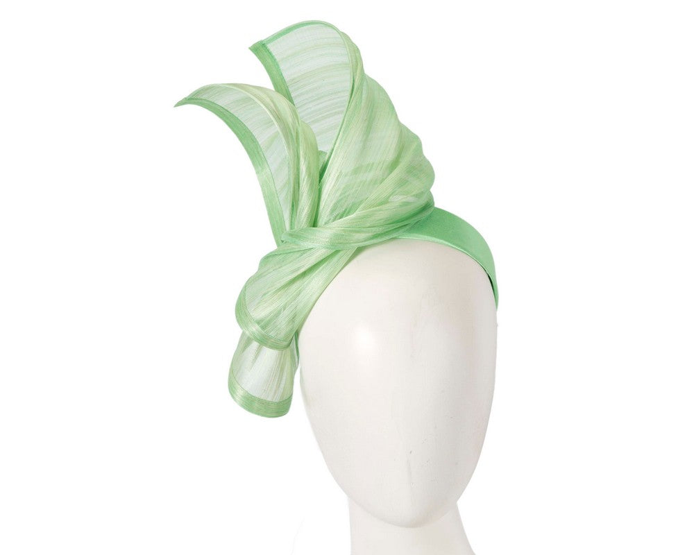 Bespoke mint green silk abaca racing fascinator by Fillies Collection