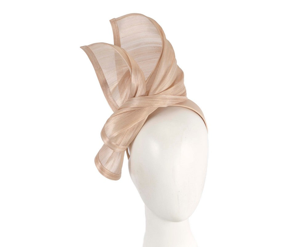 Bespoke nude silk abaca racing fascinator by Fillies Collection