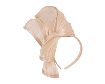 Bespoke nude silk abaca racing fascinator by Fillies Collection