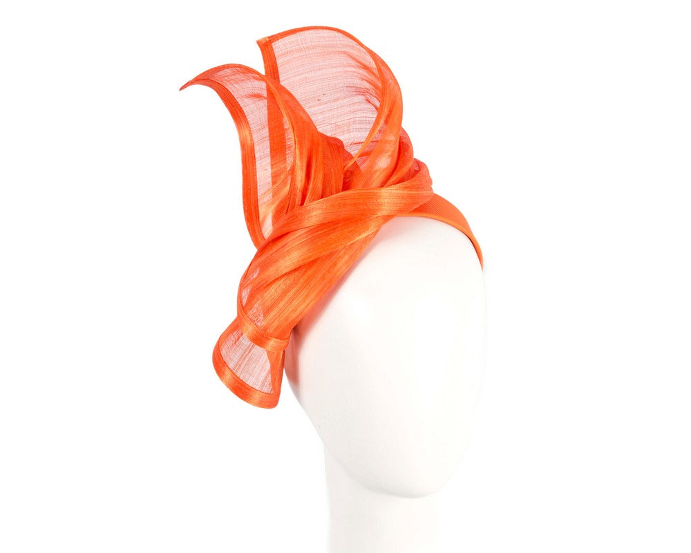 Bespoke orange silk abaca racing fascinator by Fillies Collection