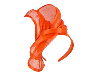 Bespoke orange silk abaca racing fascinator by Fillies Collection