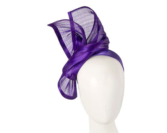 Bespoke purple silk abaca racing fascinator by Fillies Collection