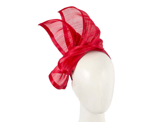 Bespoke red silk abaca racing fascinator by Fillies Collection