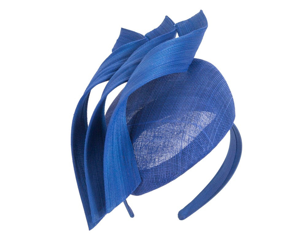 Bespoke royal blue pillbox fascinator by Fillies Collection