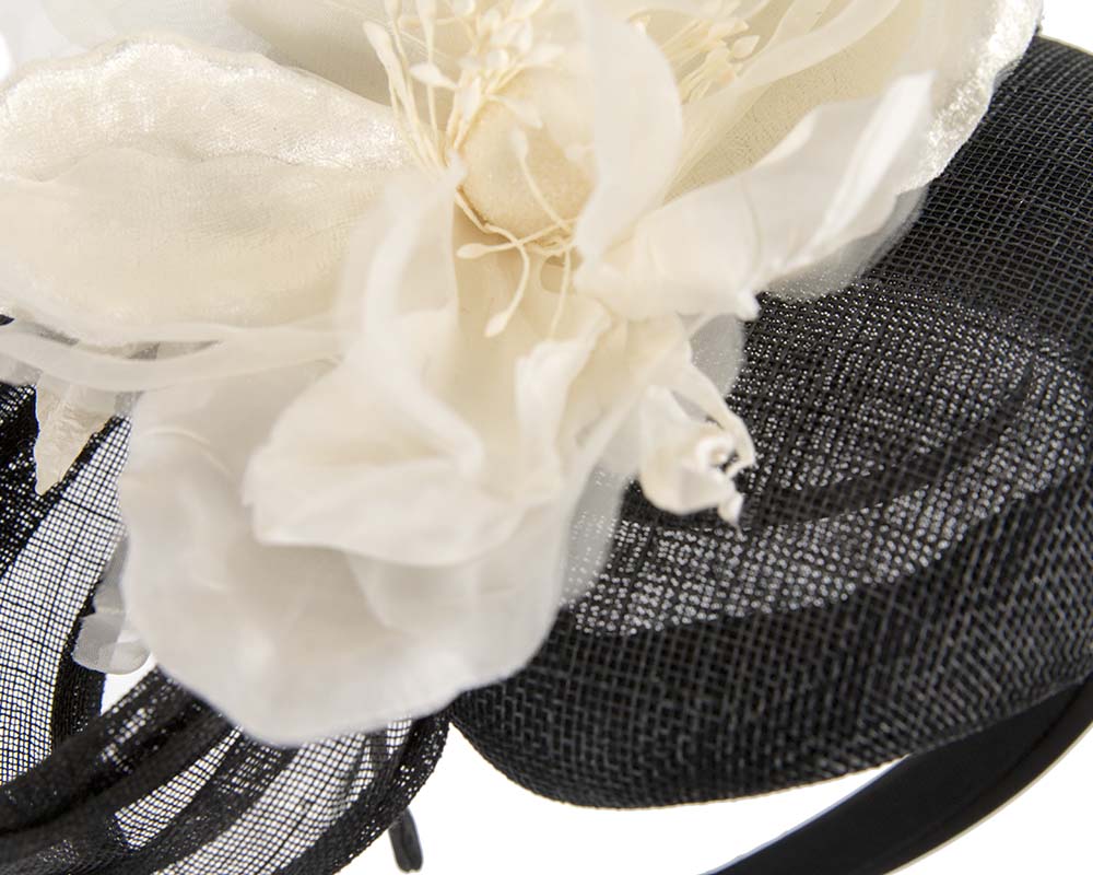 Astonishing black & cream pillbox racing fascinator by Fillies Collection