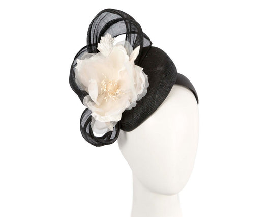 Astonishing black & cream pillbox racing fascinator by Fillies Collection