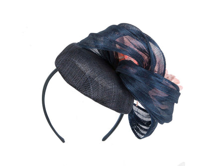 Astonishing navy & pink pillbox racing fascinator by Fillies Collection