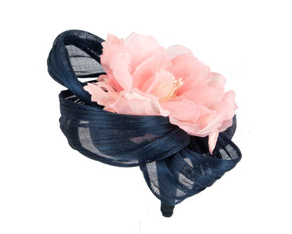 Astonishing navy & pink pillbox racing fascinator by Fillies Collection