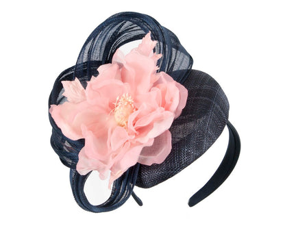 Astonishing navy & pink pillbox racing fascinator by Fillies Collection