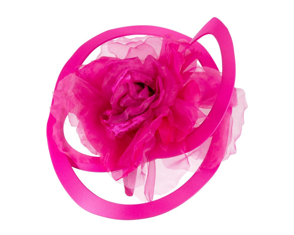 Bespoke large fuchsia racing fascinator by Fillies Collection