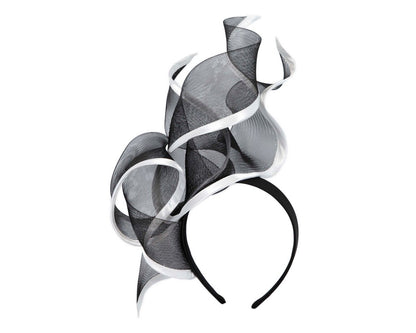 Bespoke black & white racing fascinator by Fillies Collection