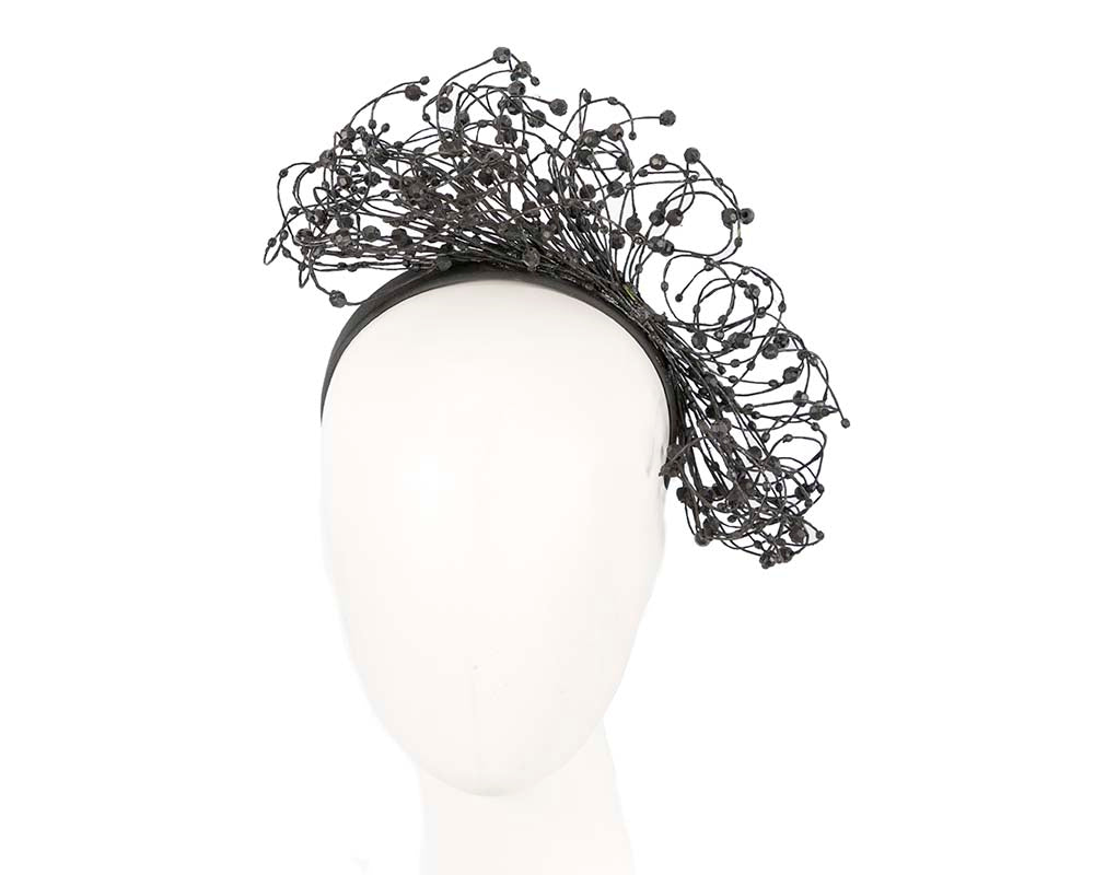 Bespoke black wire fascinator by Fillies Collection