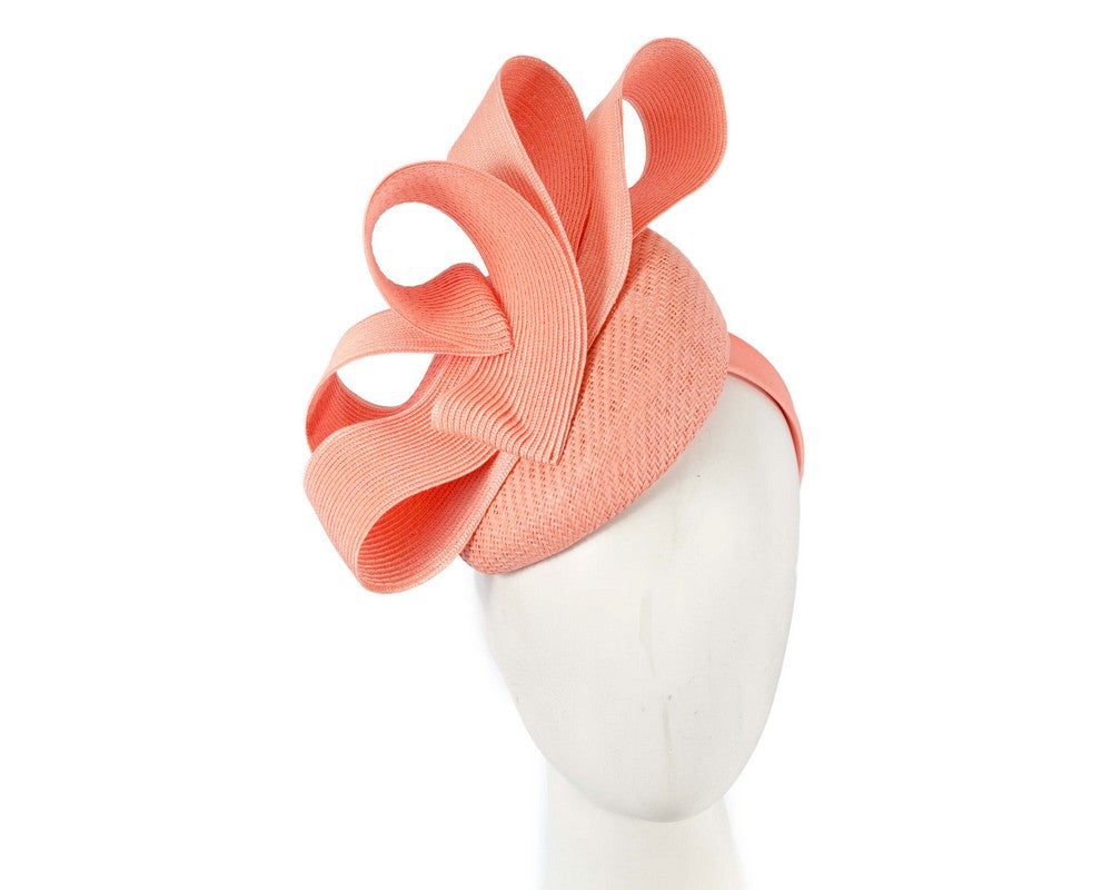 Coral pillbox fascinator by Fillies Collection S286