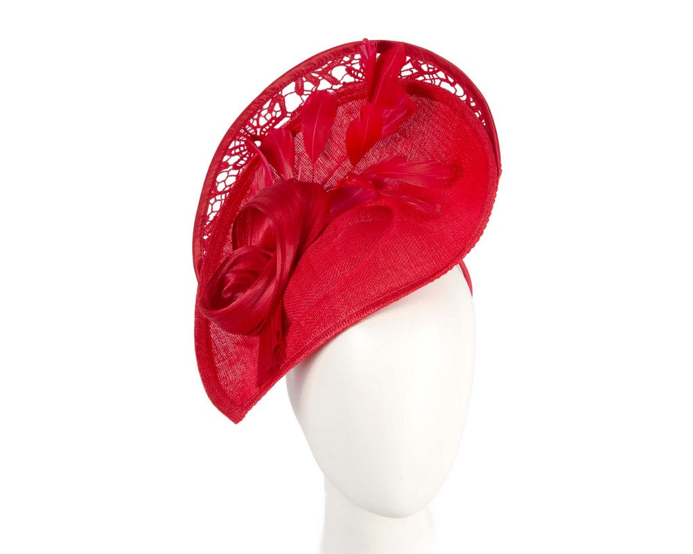 Bespoke red racing fascinator by Fillies Collection S293