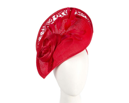 Bespoke red racing fascinator by Fillies Collection S293