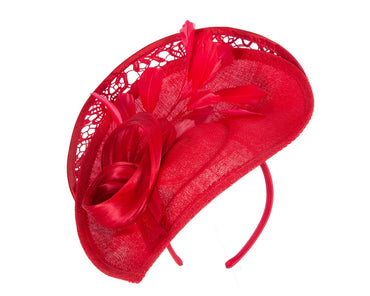 Bespoke red racing fascinator by Fillies Collection S293