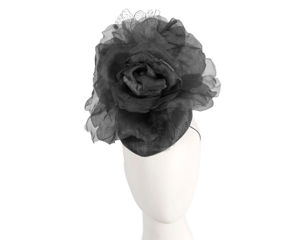 Black flower pillbox fascinator by Fillies Collection