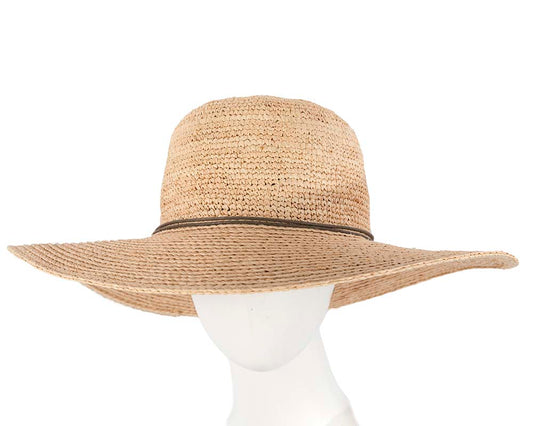 Wide brim straw summer sun bucket hat