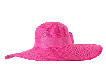 Fuchsia wide brimmed ladies summer beach hat