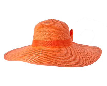 Orange wide brimmed ladies summer beach hat