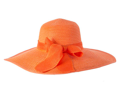 Orange wide brimmed ladies summer beach hat