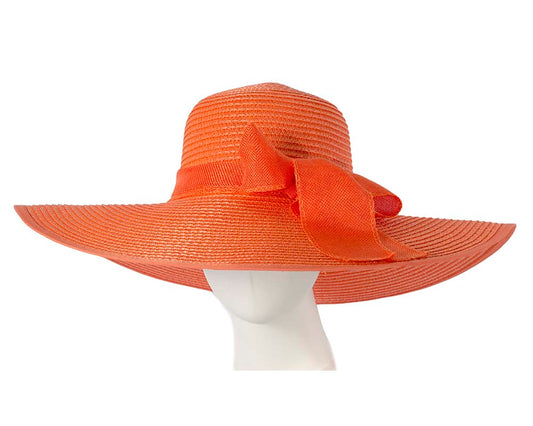 Orange wide brimmed ladies summer beach hat