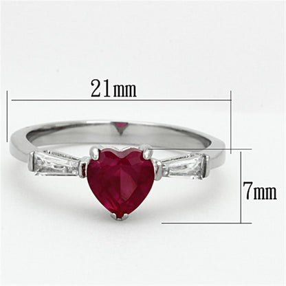 TK1221 - High polished (no plating) Stainless Steel Ring with AAA Grade CZ in Ruby