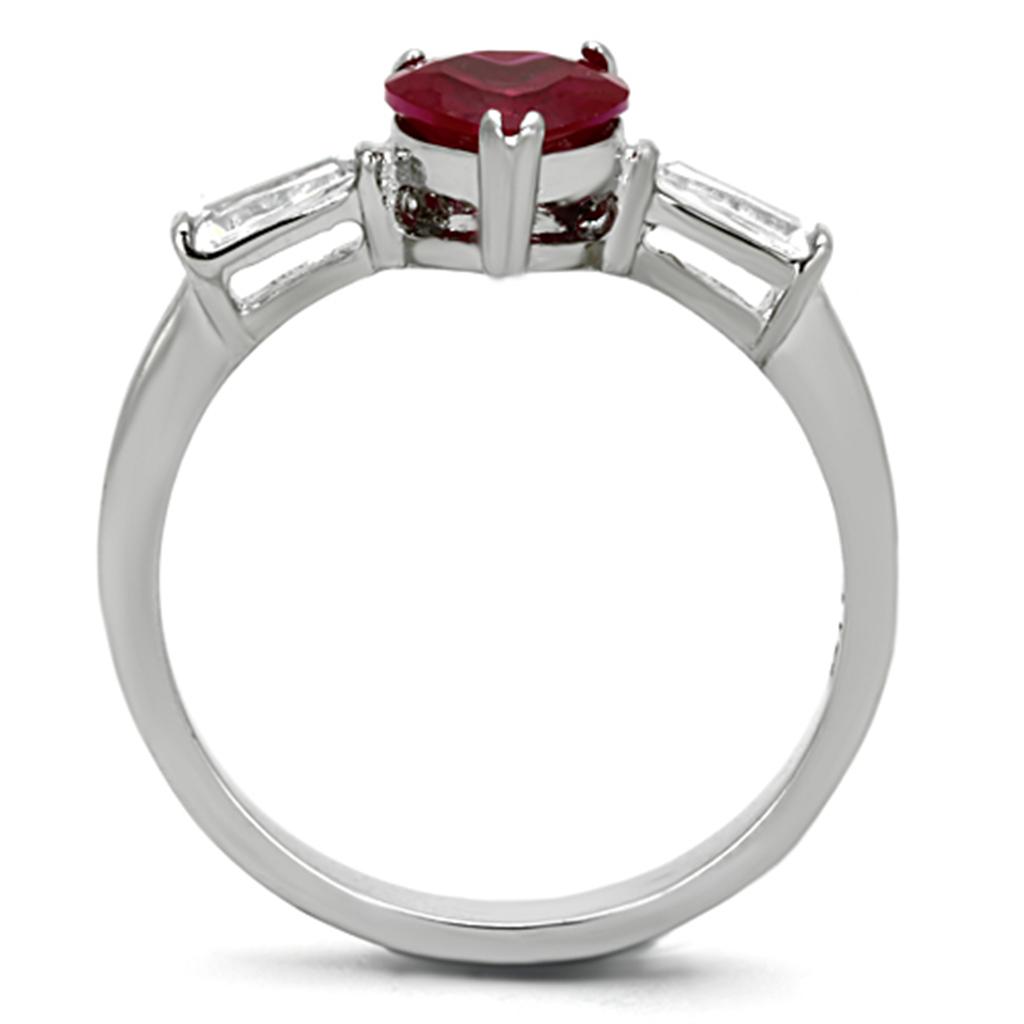 TK1221 - High polished (no plating) Stainless Steel Ring with AAA Grade CZ in Ruby