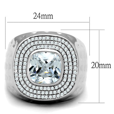 TS231 - Rhodium 925 Sterling Silver Ring with AAA Grade CZ in Clear