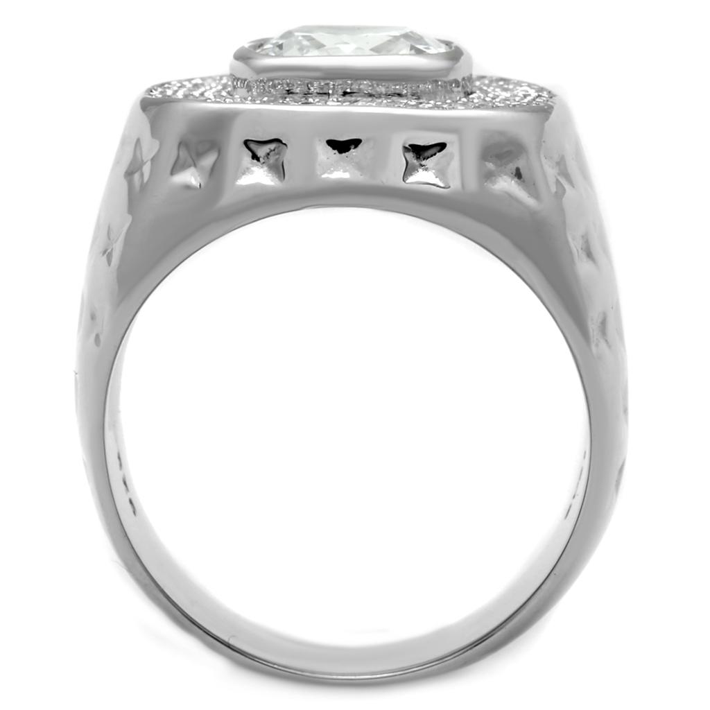 TS231 - Rhodium 925 Sterling Silver Ring with AAA Grade CZ in Clear