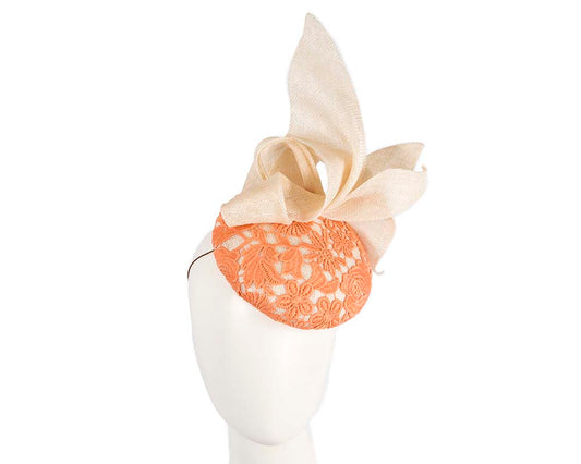 Cream and Orange pillbox fascinator by BELEIVERA