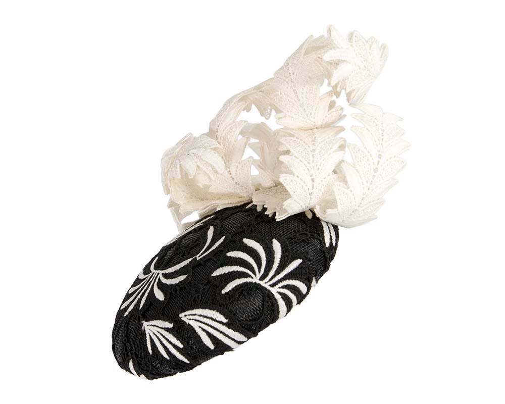 Black & cream lace pillbox fascinator by BELEIVERA