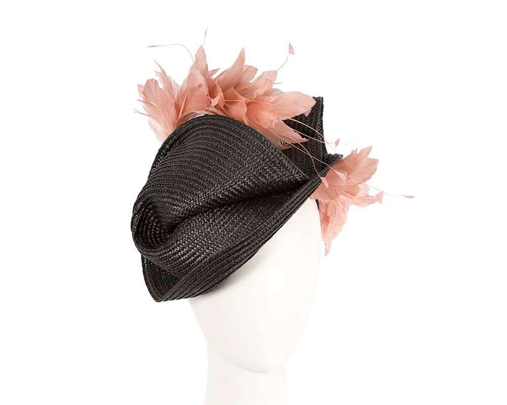 Bespoke black & dusty pink fascinator by BELEIVERA