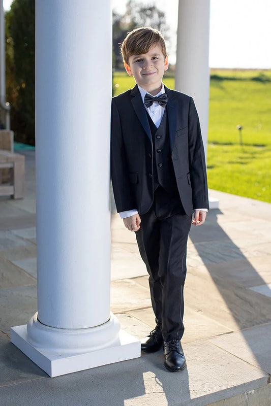 "Max" Kids Black 5-Piece Tuxedo Notch