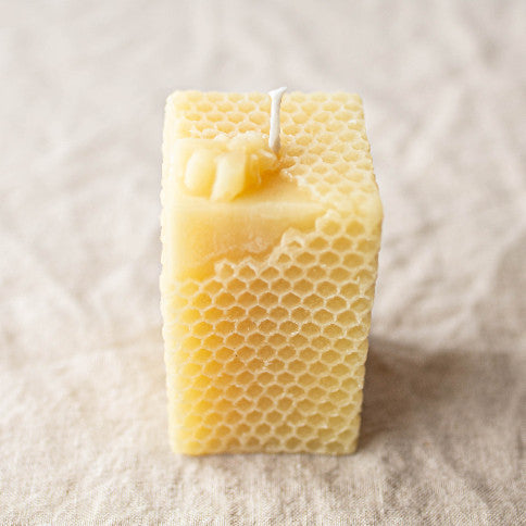 Beeswax Pillar Candles | Honeycomb Bee