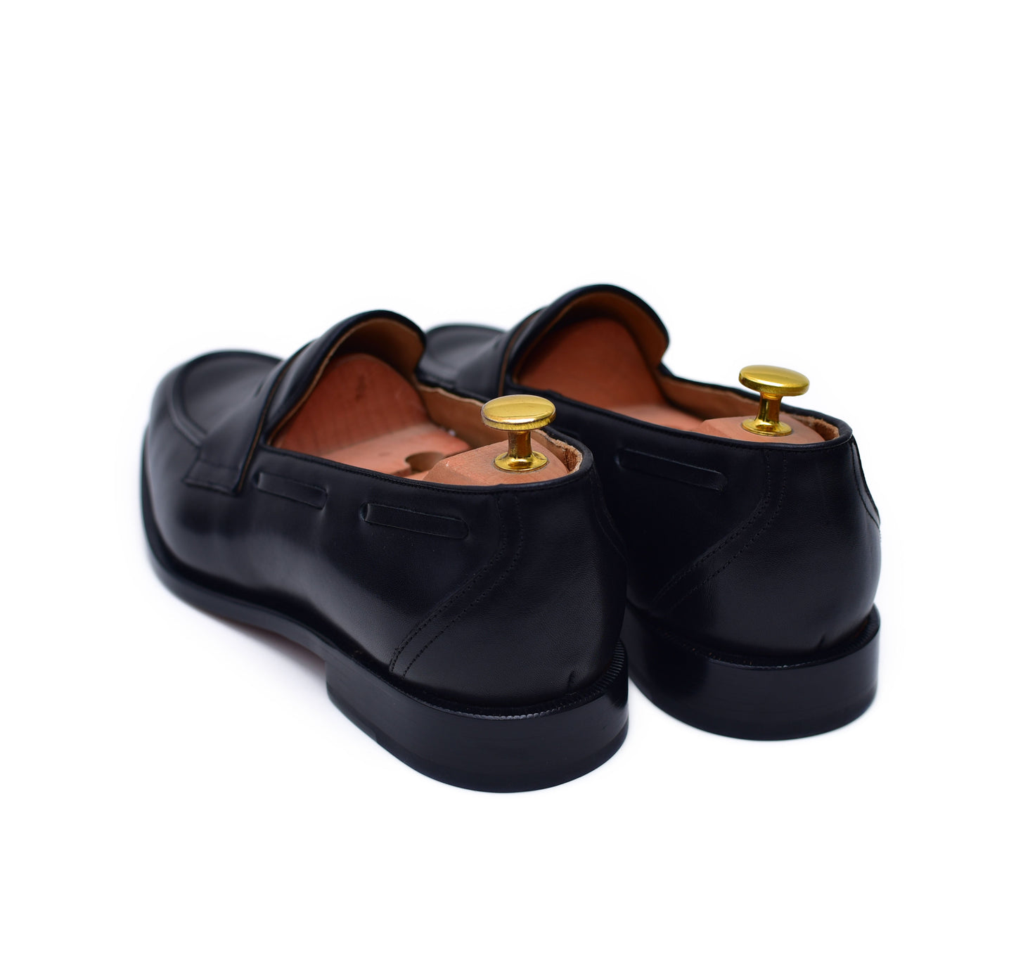 Carrera - Black Leather Slip-On Penny Loafers