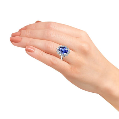 3.00ctw AGI Certified G/VS Princess Diana Inspired 14K White Gold Lab Grown Sapphire Diamond Ring