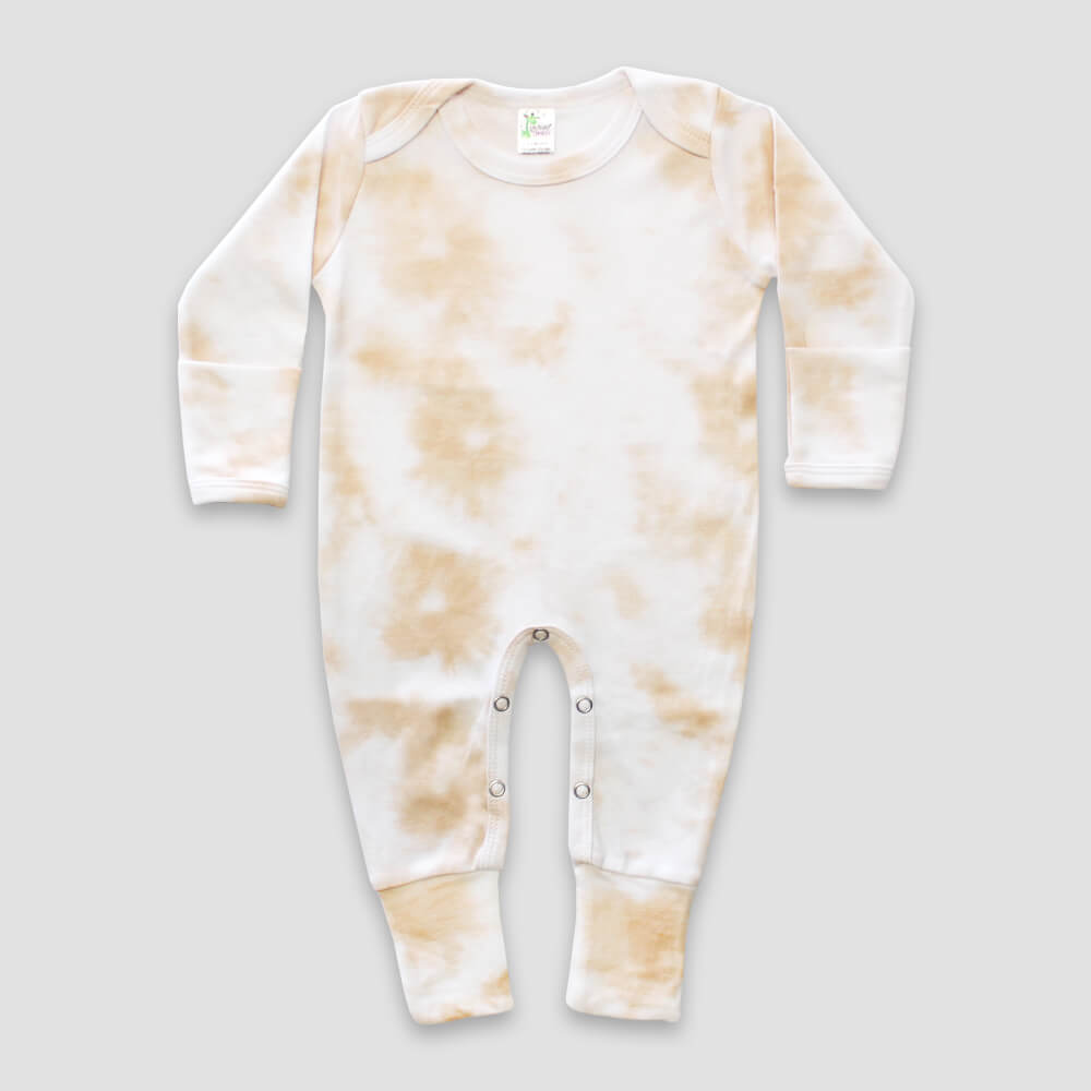 Baby Footed Pajamas With Fold Over Mittens & Footies – Latte – Polyester Cotton Blend